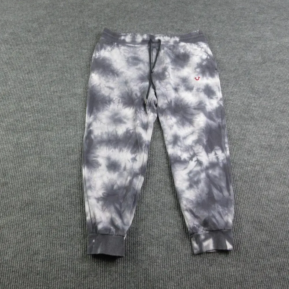 True Religion Pants Mens XL Gray Tie Dye Jogger French Terry Sweatpants 37x28*